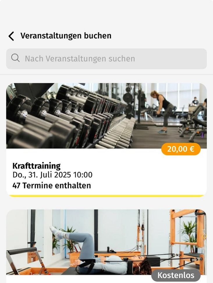 Buchungen via App