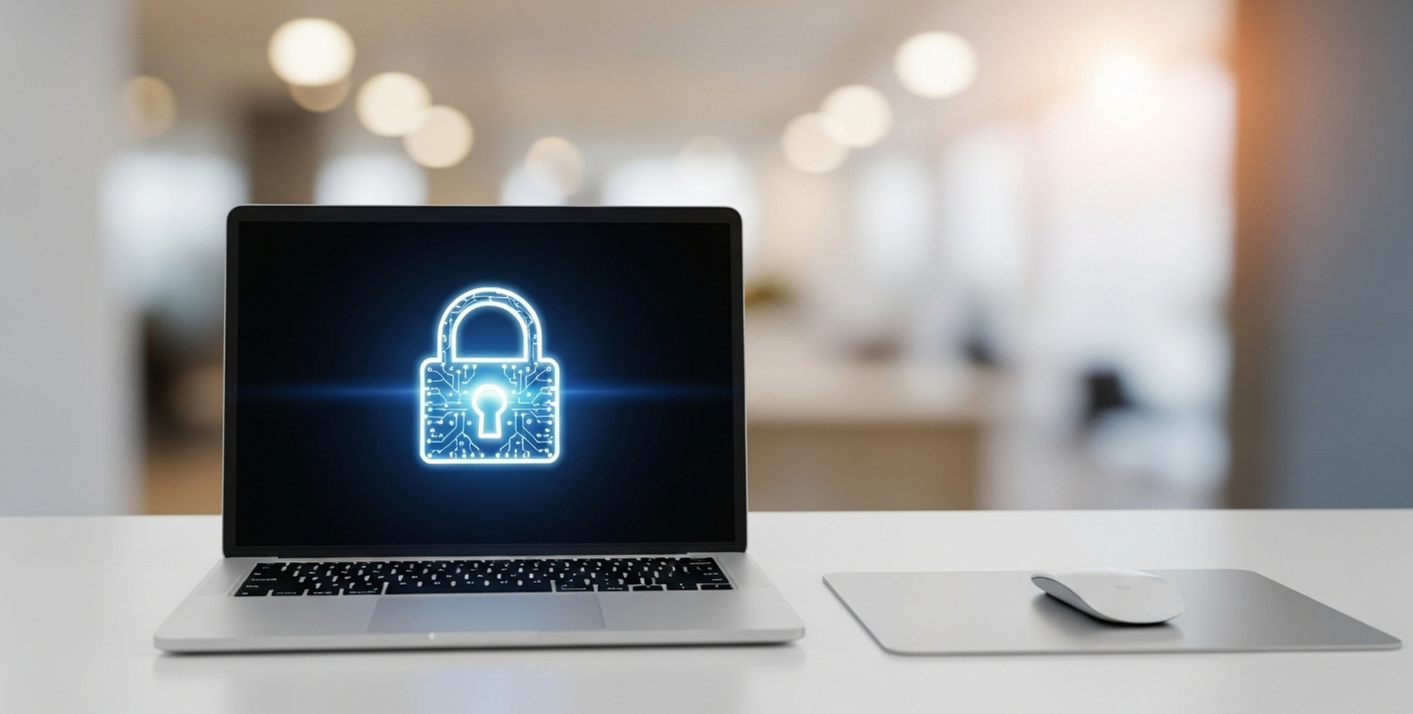 Datenschutz, Laptop mit Schloss