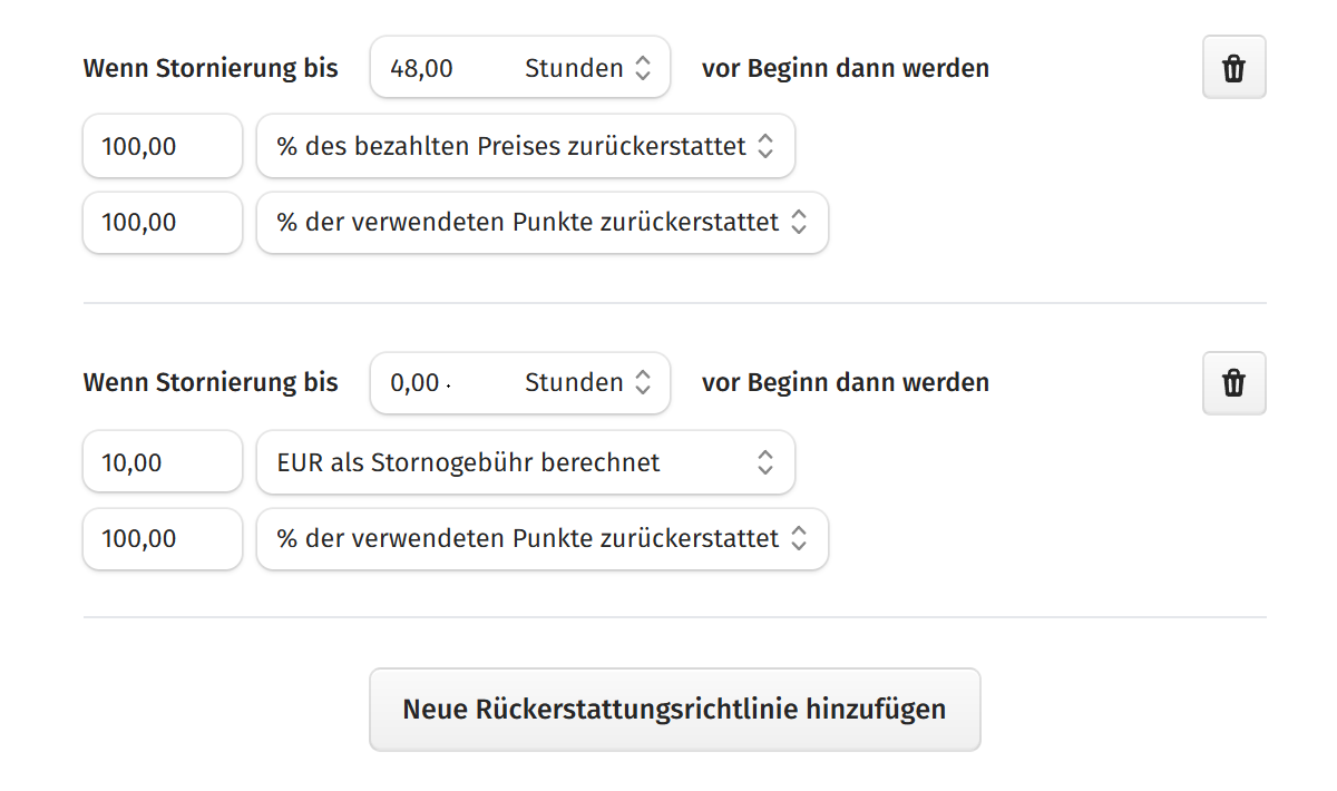 Rückerstattungen und geteilte Angebote