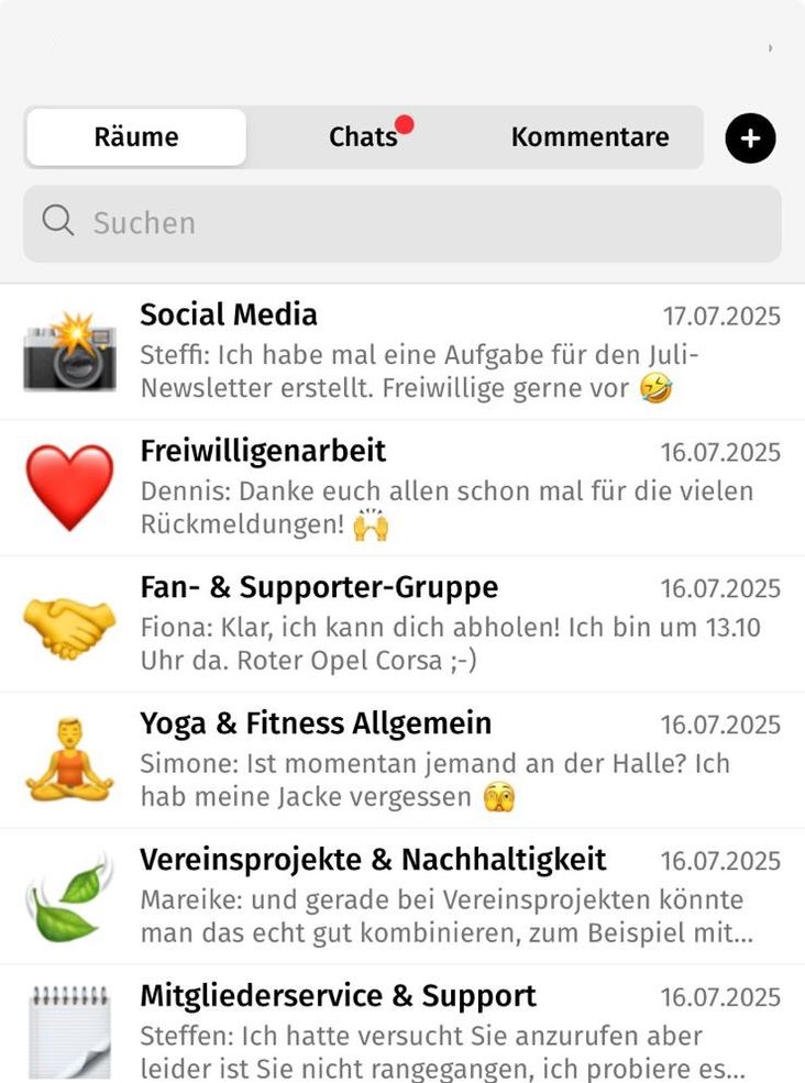 Räume und Gruppenchats