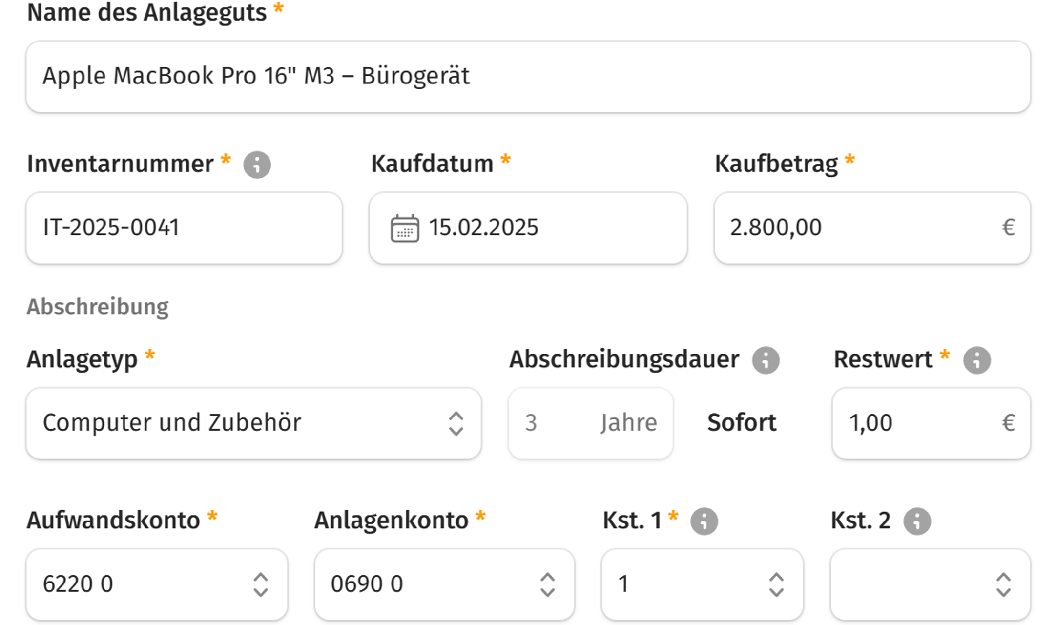 Anlagenbuchhaltung
