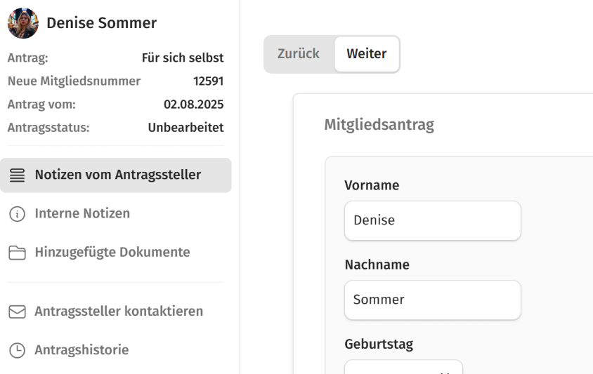 Online Mitgliedsanträge