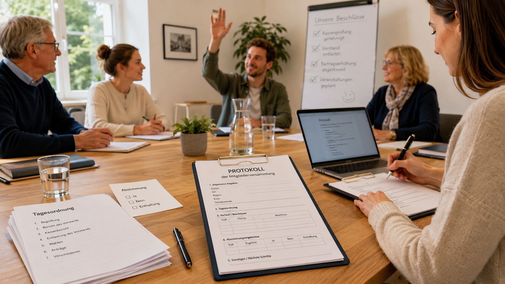 Mitgliederversammlung mit Protokollführung  