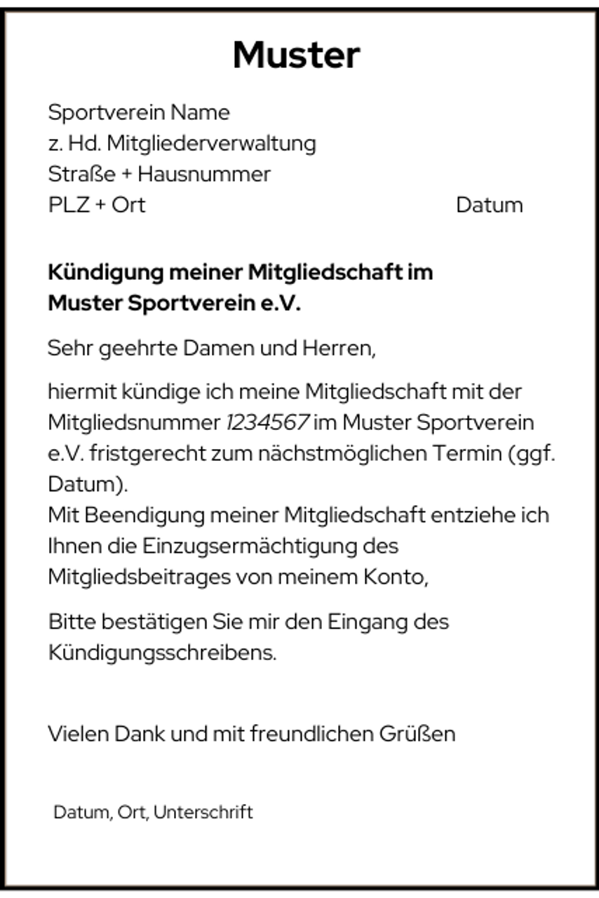 Musterkündigungsschreiben