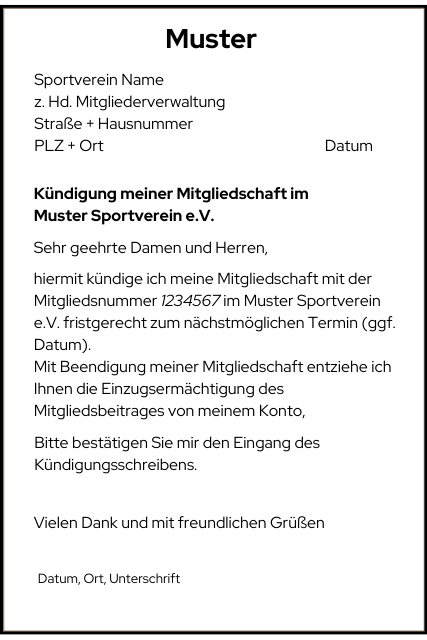 Musterkündigungsschreiben