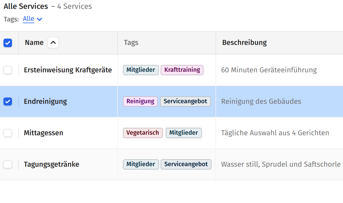 Services für Buchungen