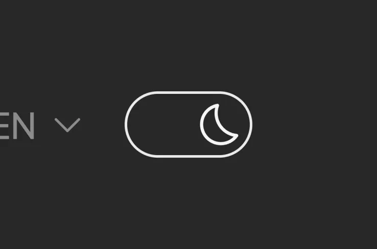 Light/dark mode toggle switch on the E3CI interface, part of the dynamic theming system for user preference and accessibility.