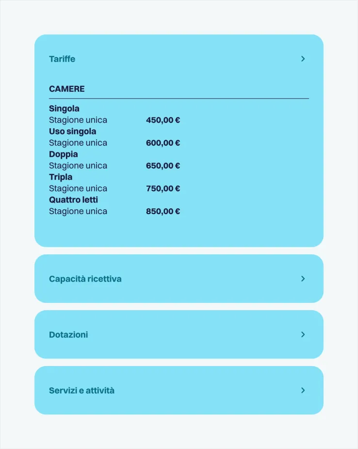 View of the Prices dropdown menu for a hotel listing on the TTP website, providing detailed and accurate pricing information synchronized daily with the ROSS 1000 database.