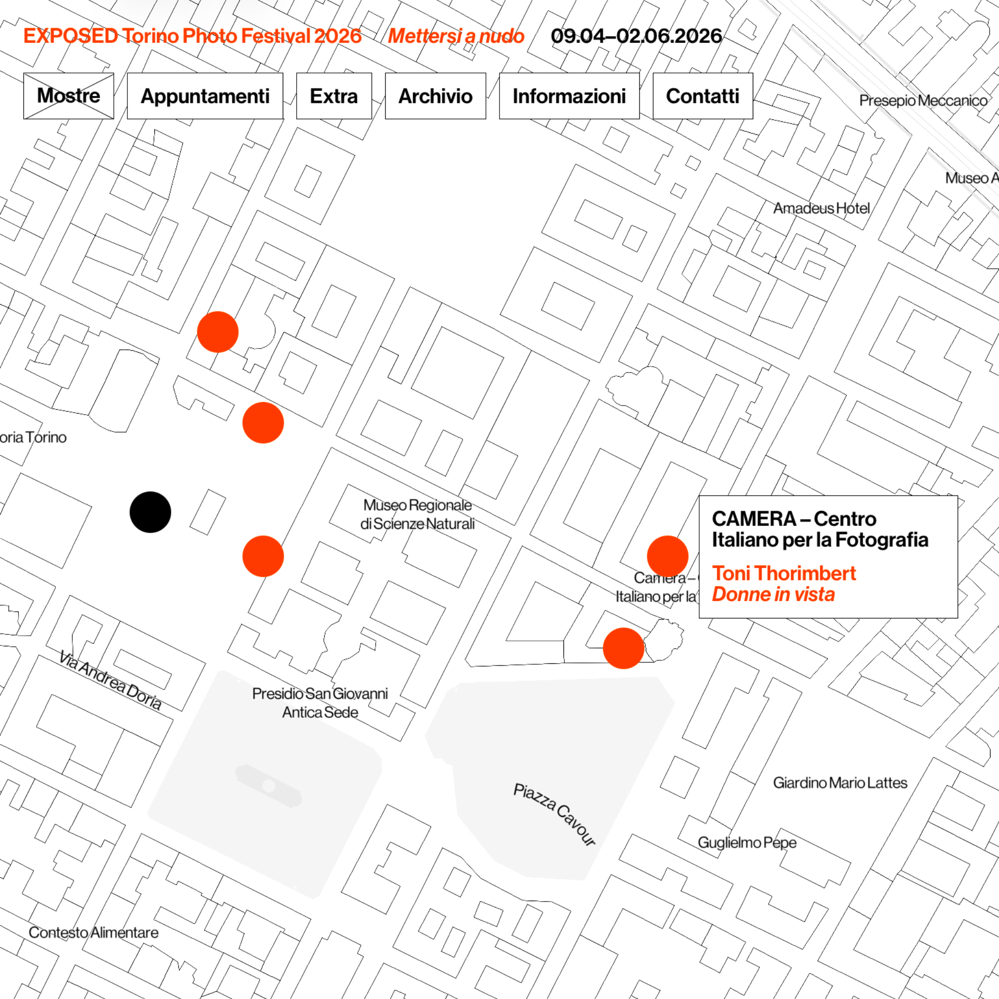 The new Mapbox style we developed for Exposed to show all events across the city of Torino during the festival