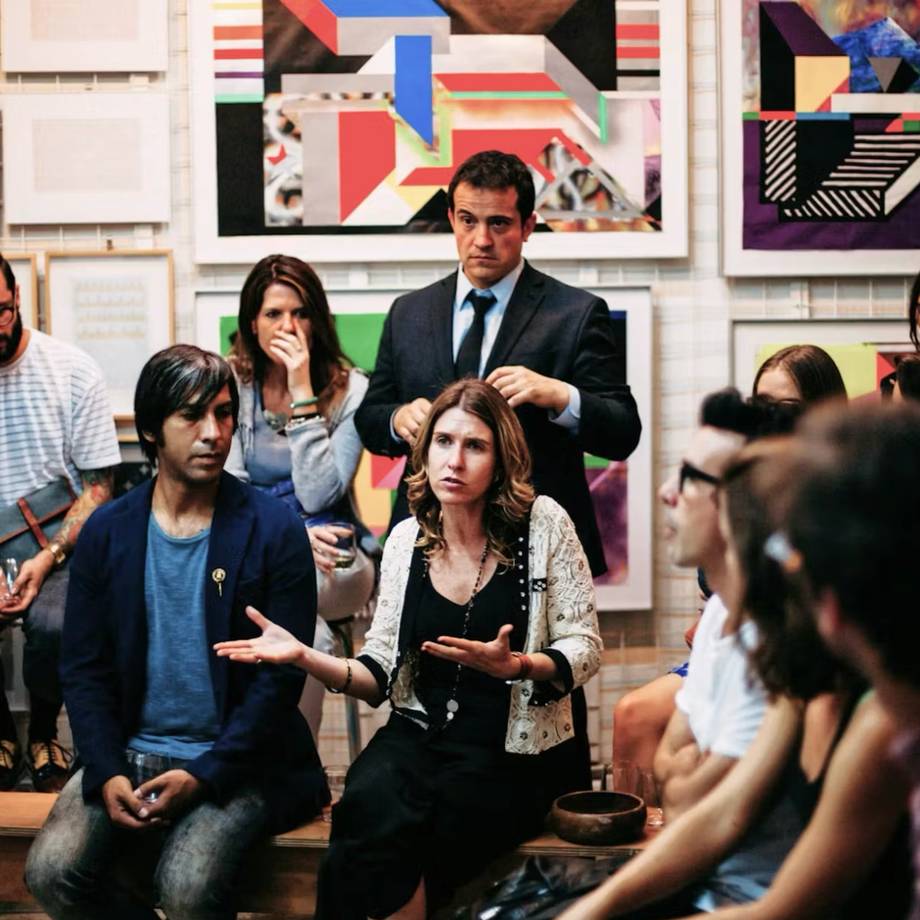 Photo of a meeting taking place on the Project Boost website platform, developed by Upclose for climate and environment policy influencers.