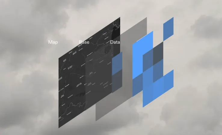 Diagram showing the map layer structure within the Mapbox implementation on the E3CI platform, designed for fast lookup and streaming.