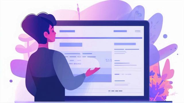 An illustration of someone infront of a computer screen