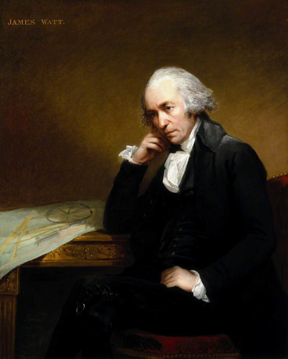 Portrait of James Watt in a dark coat