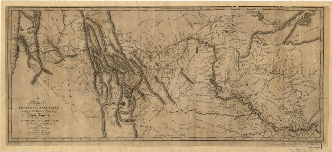 Map of Lewis and Clark's track across the western portion of North America, published 1814