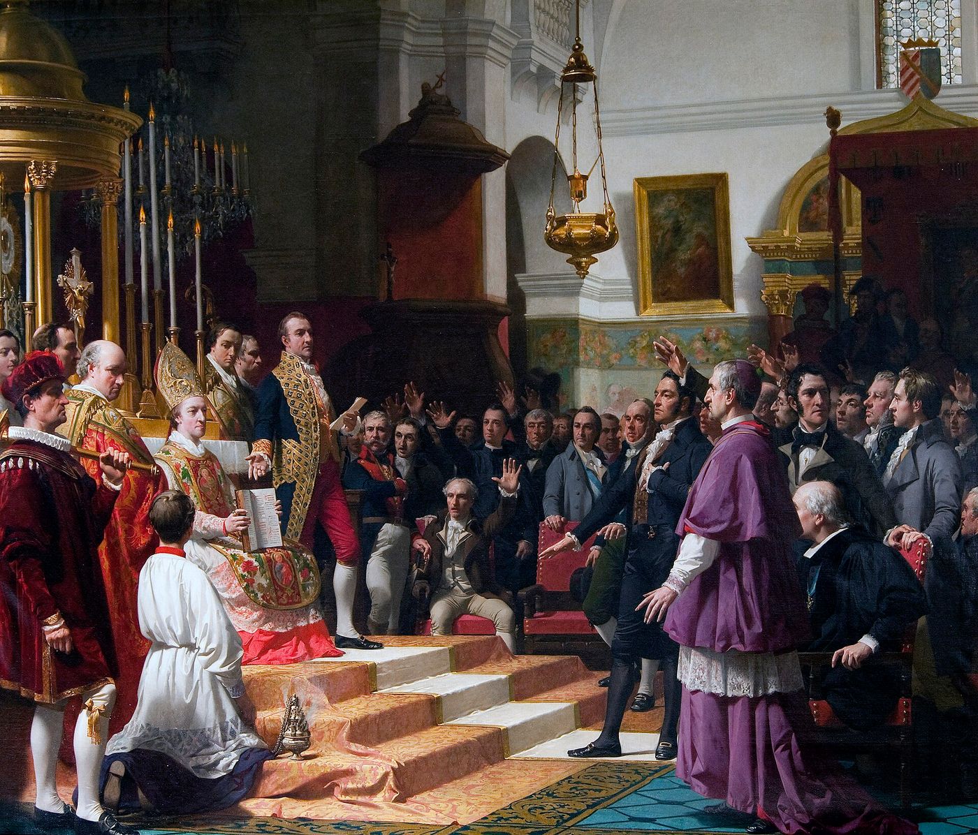 Painting of the deputies swearing their oath at the opening of the Cortes of Cádiz
