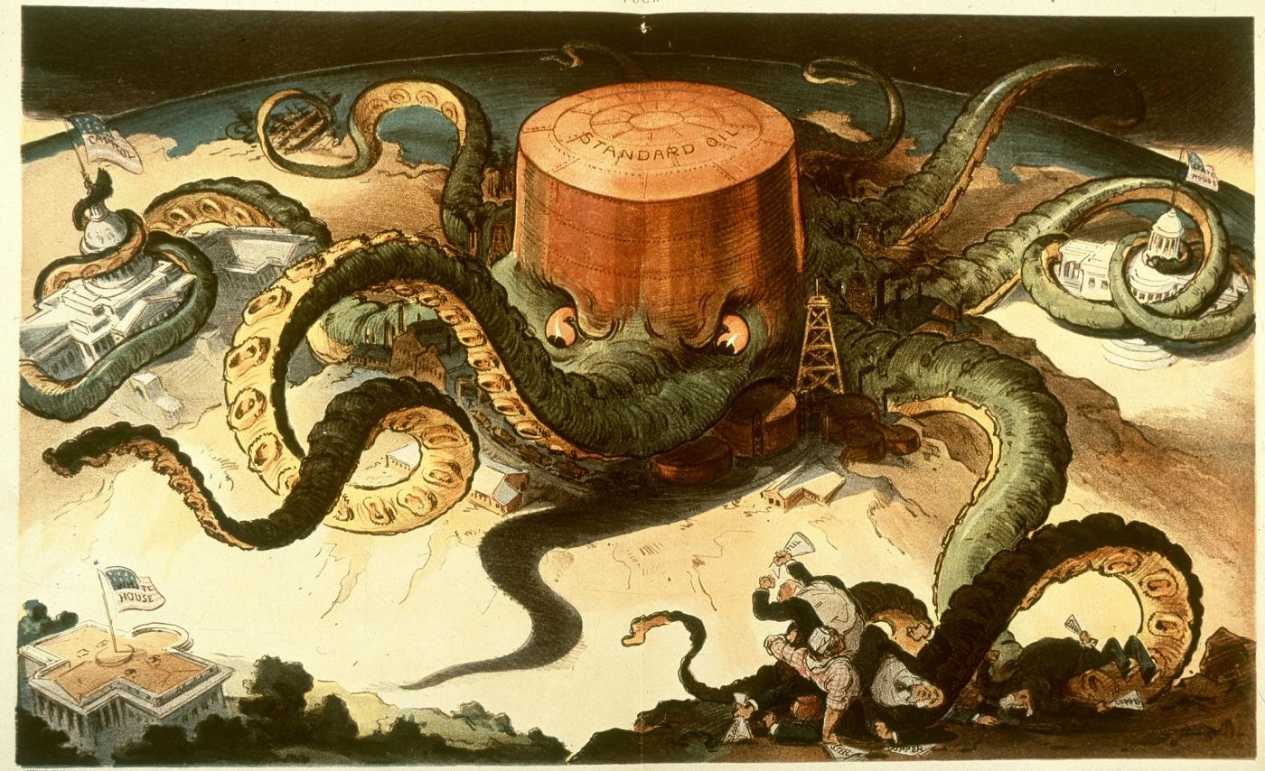Political cartoon depicting the Standard Oil company as an octopus