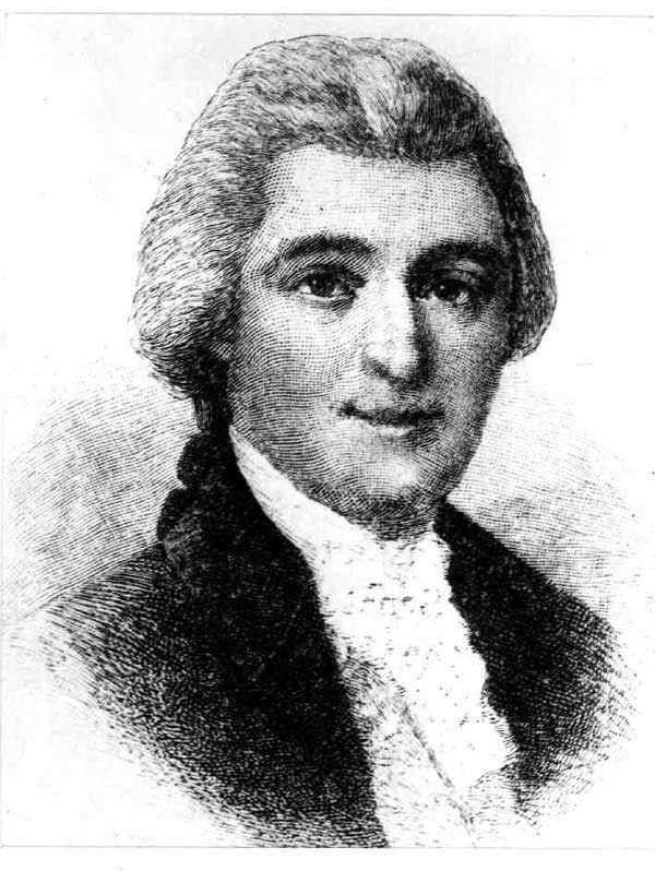 Engraved head-and-shoulders portrait of William Blount with powdered hair, a dark coat, and a white lace cravat