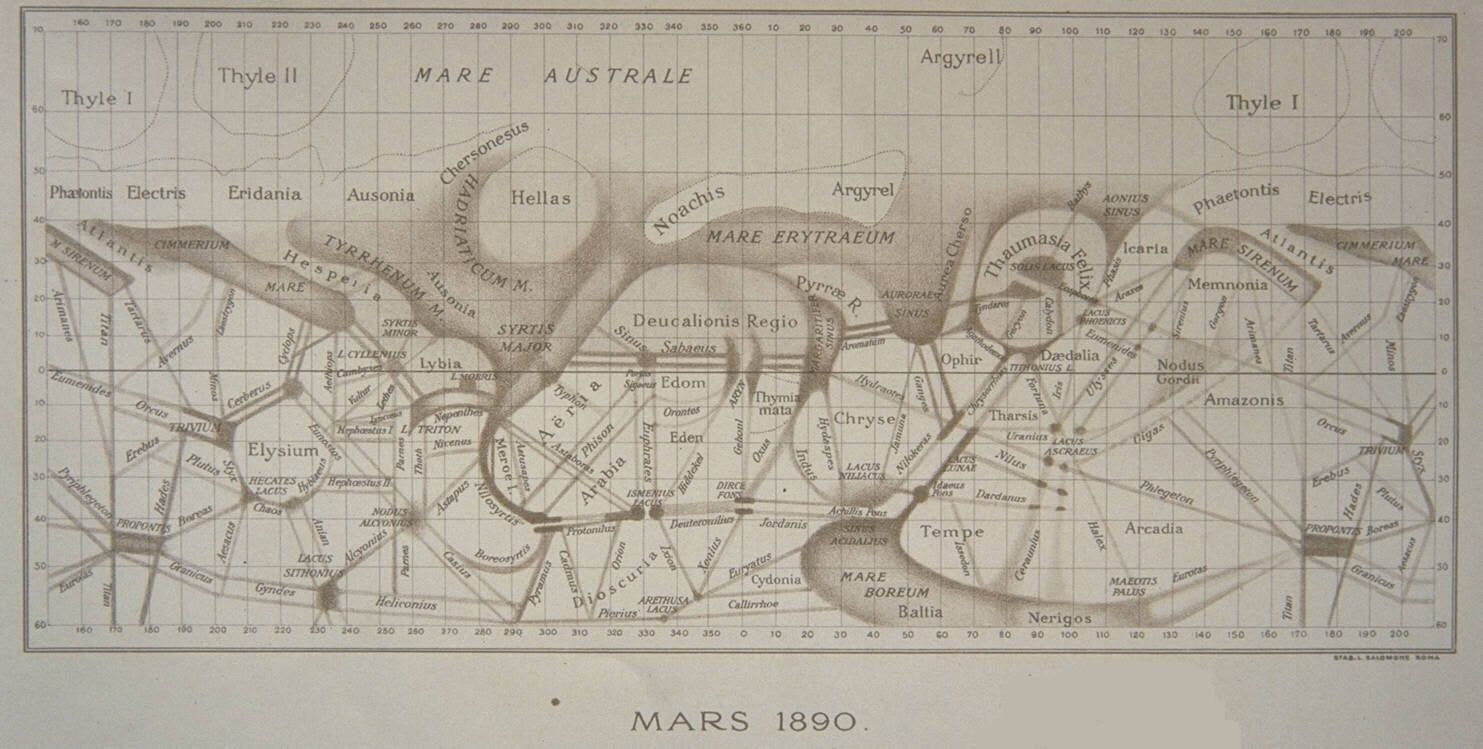 Schiaparelli's 1890's Map of Mars