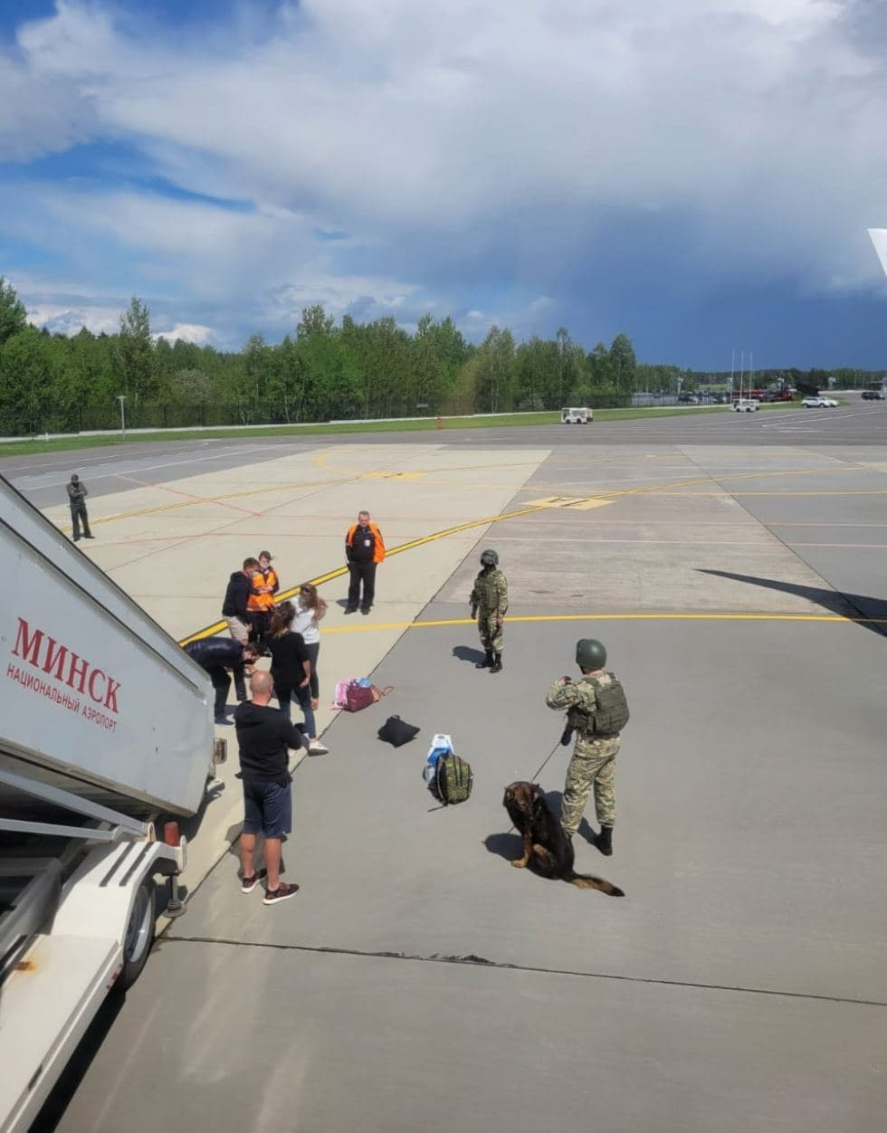 Minsk airport after the landing of the Ryanair Boeing 737 on May 23, 2021. 