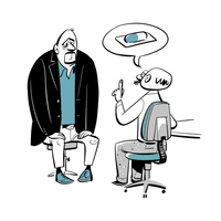 Danny looking anxious in the consulting room as the doctor talks about another pill