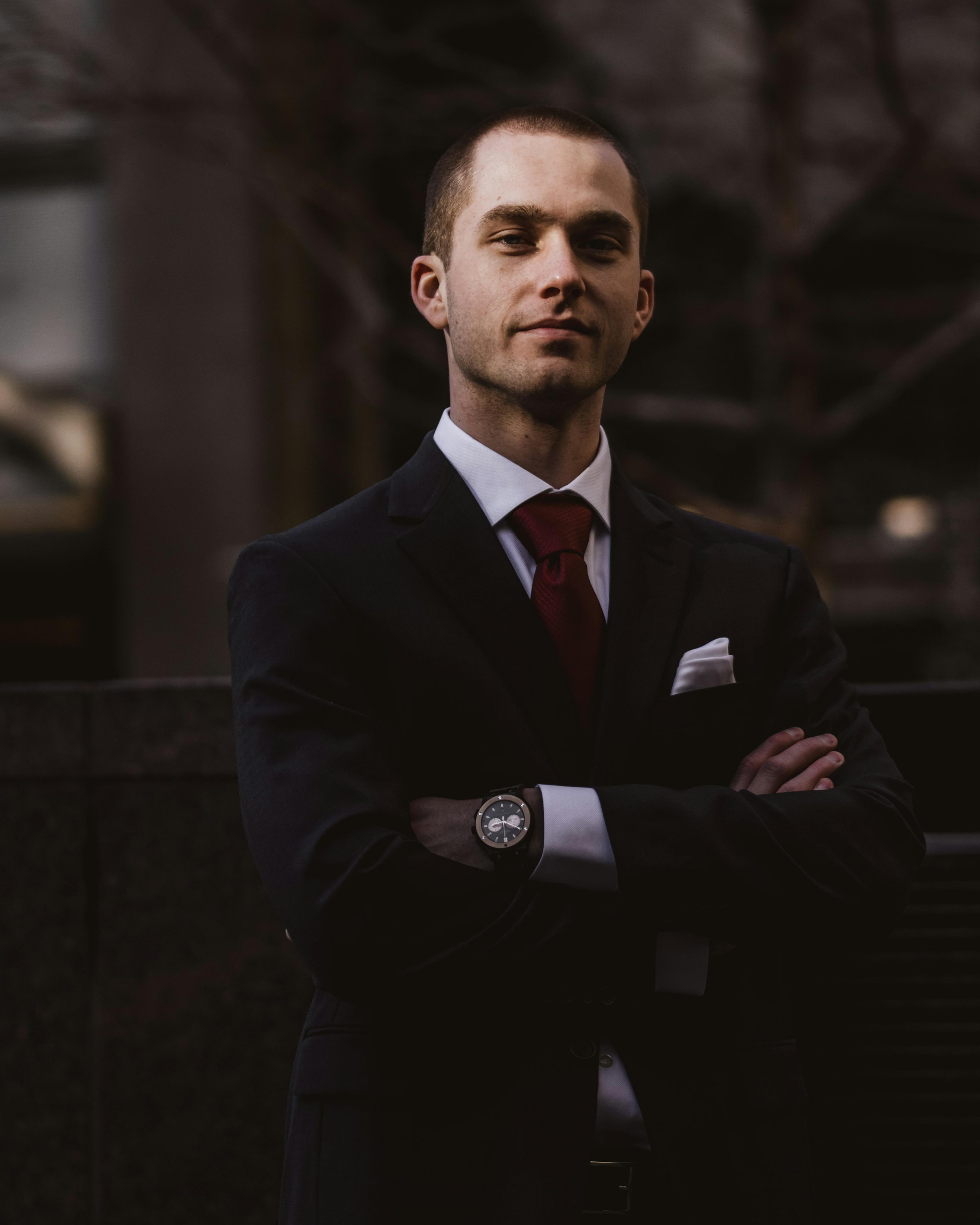 Portrait of an attorney in a dark suit