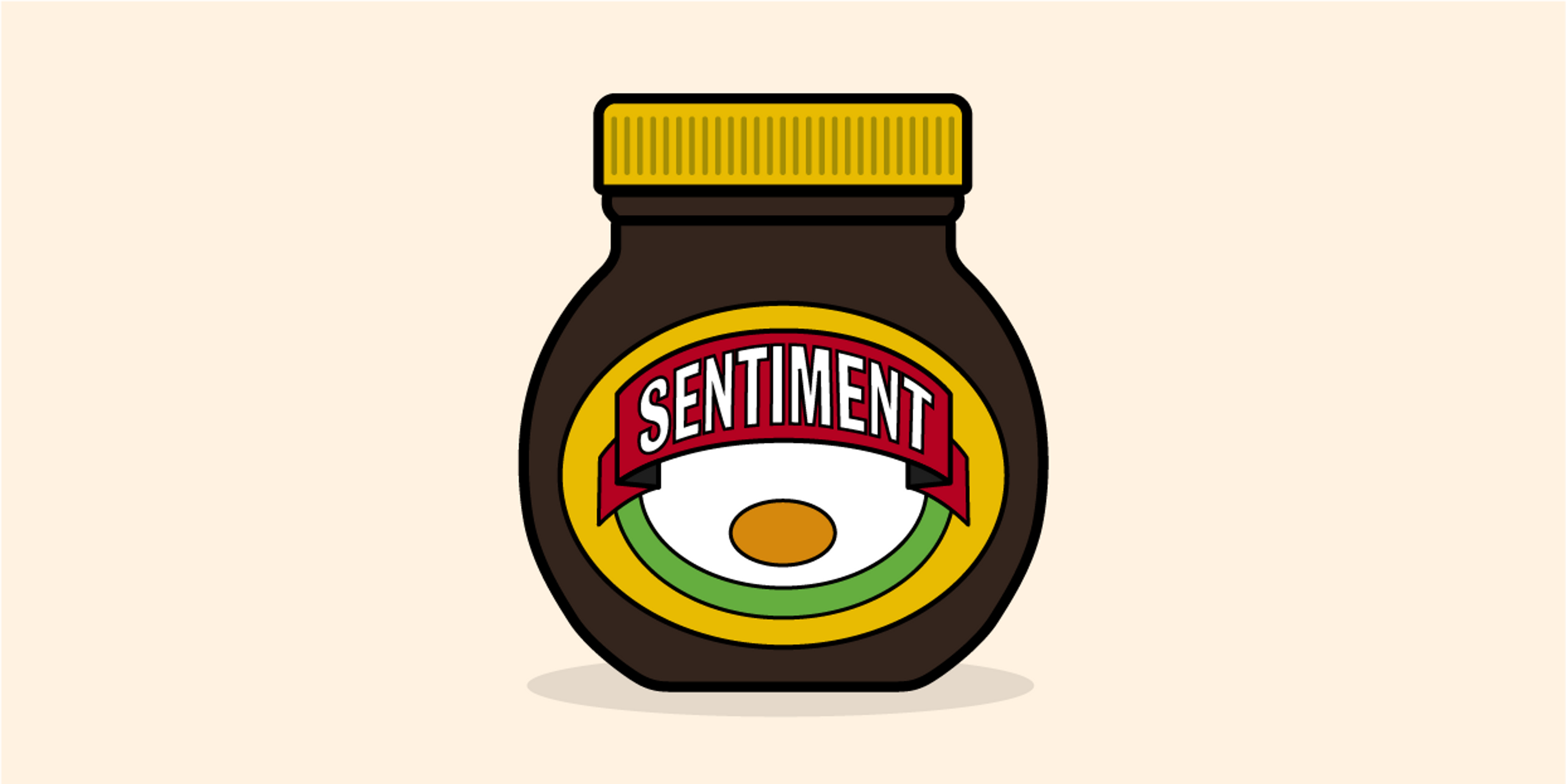 An illustration of a jar of Marmite relabelled 'Sentiment'