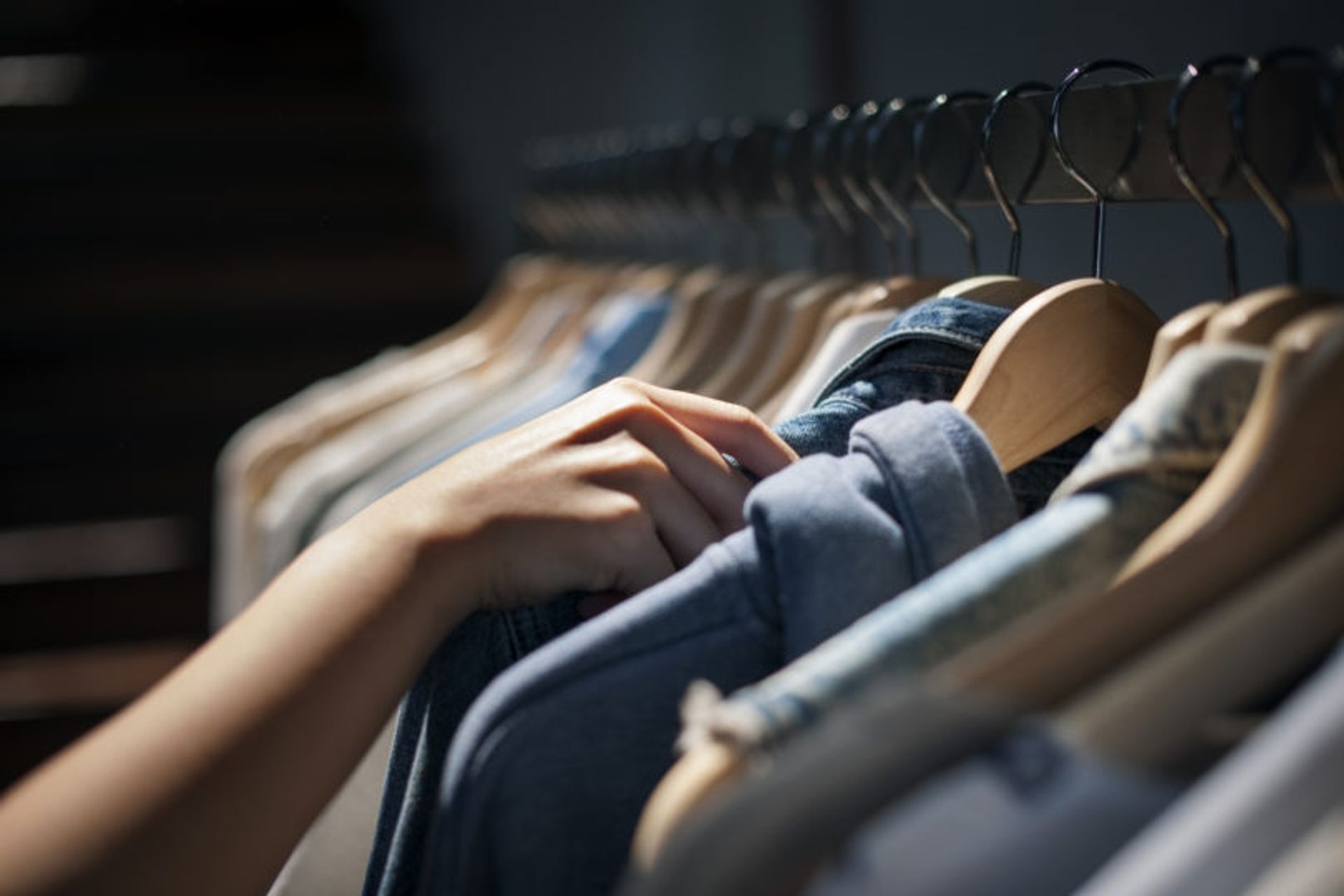 A photo of a rack of clothes