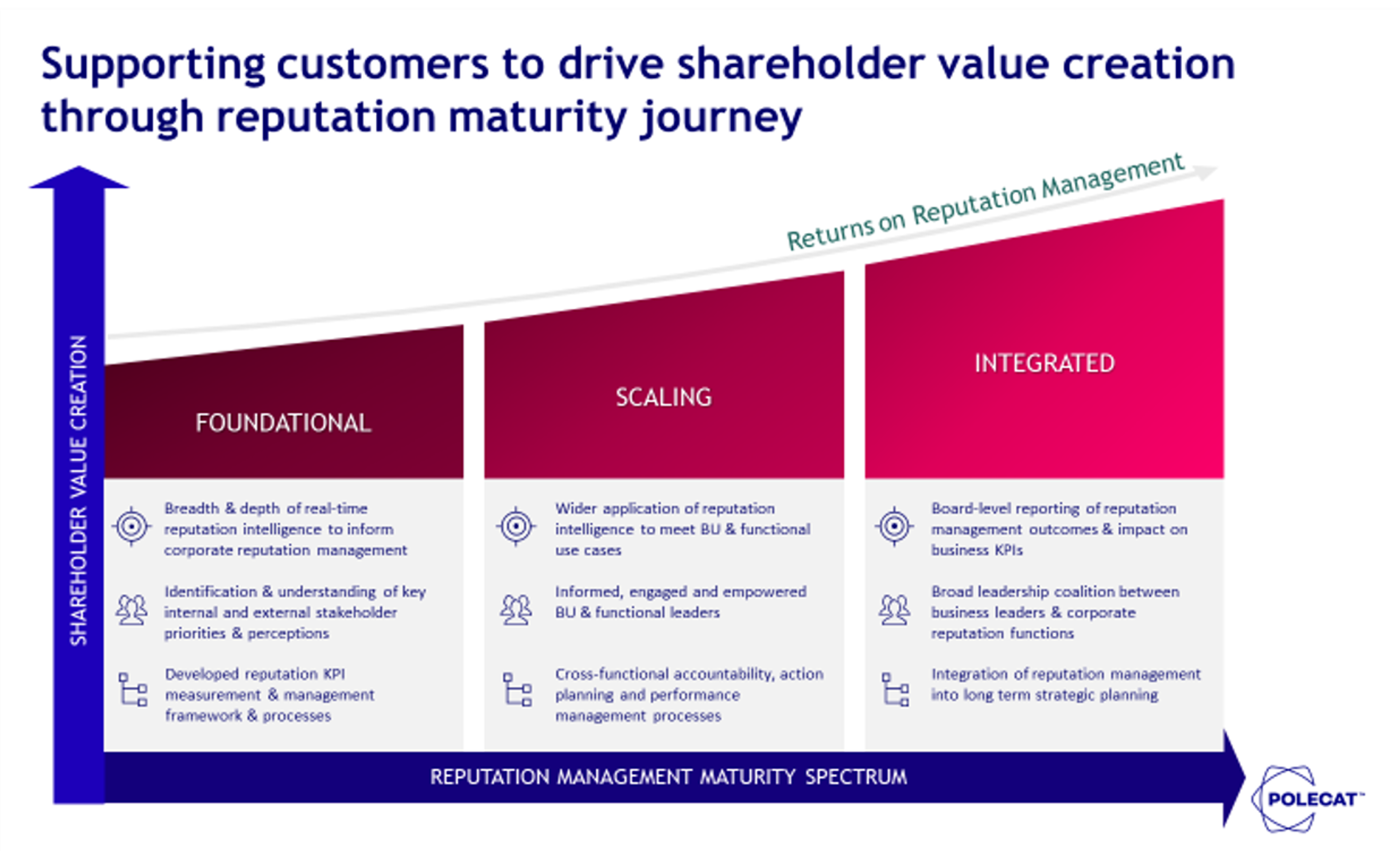 A chart outlining the Polecat Reputation Maturity Framework