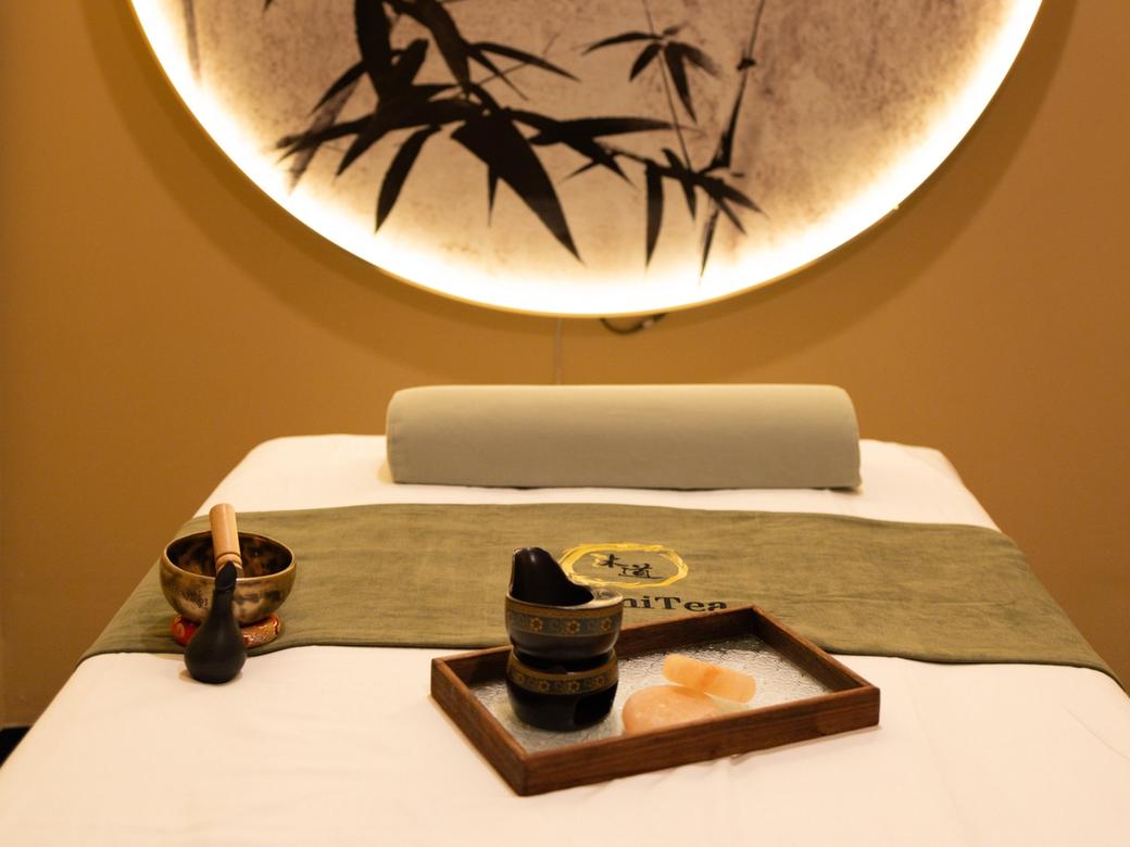Our massage beds are set with aromatherapy and hot himalayan stones