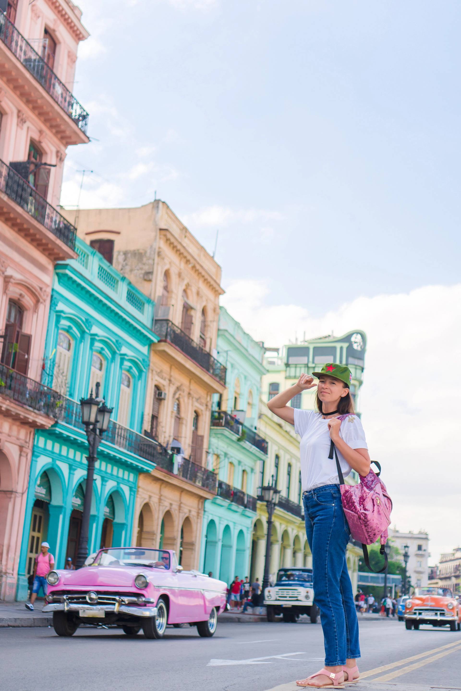 girl among the streets of the city Havana