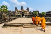 monaci al tempio in cambogia