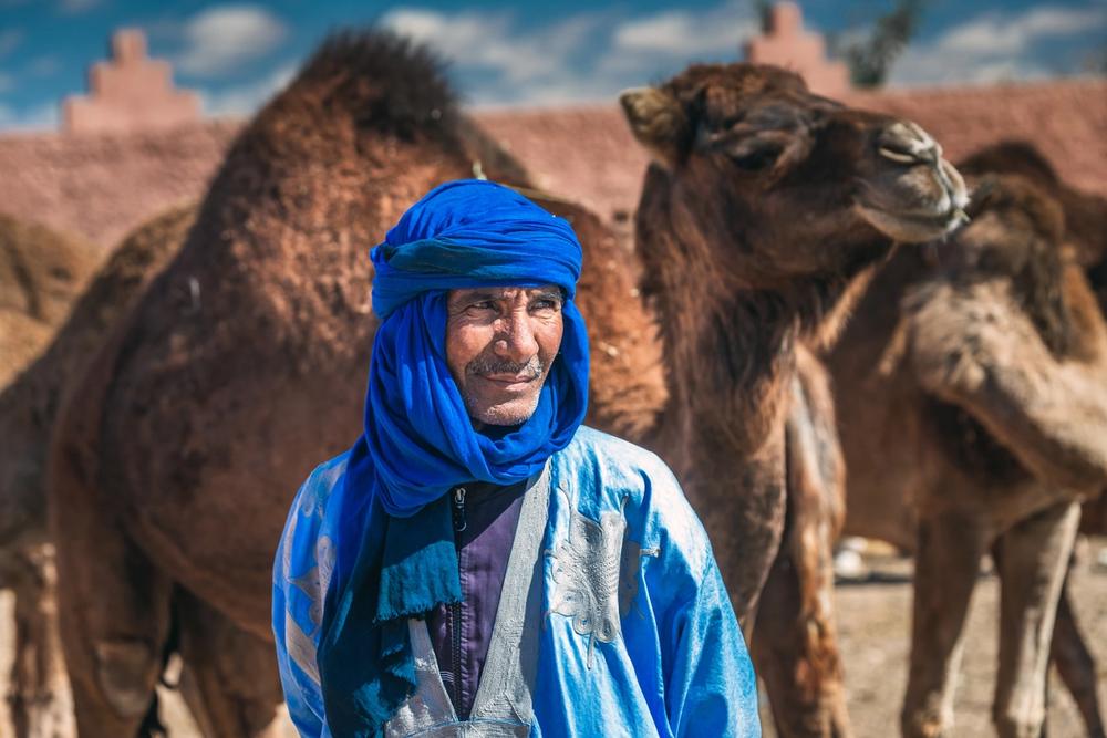 uomo berbero con cammelli