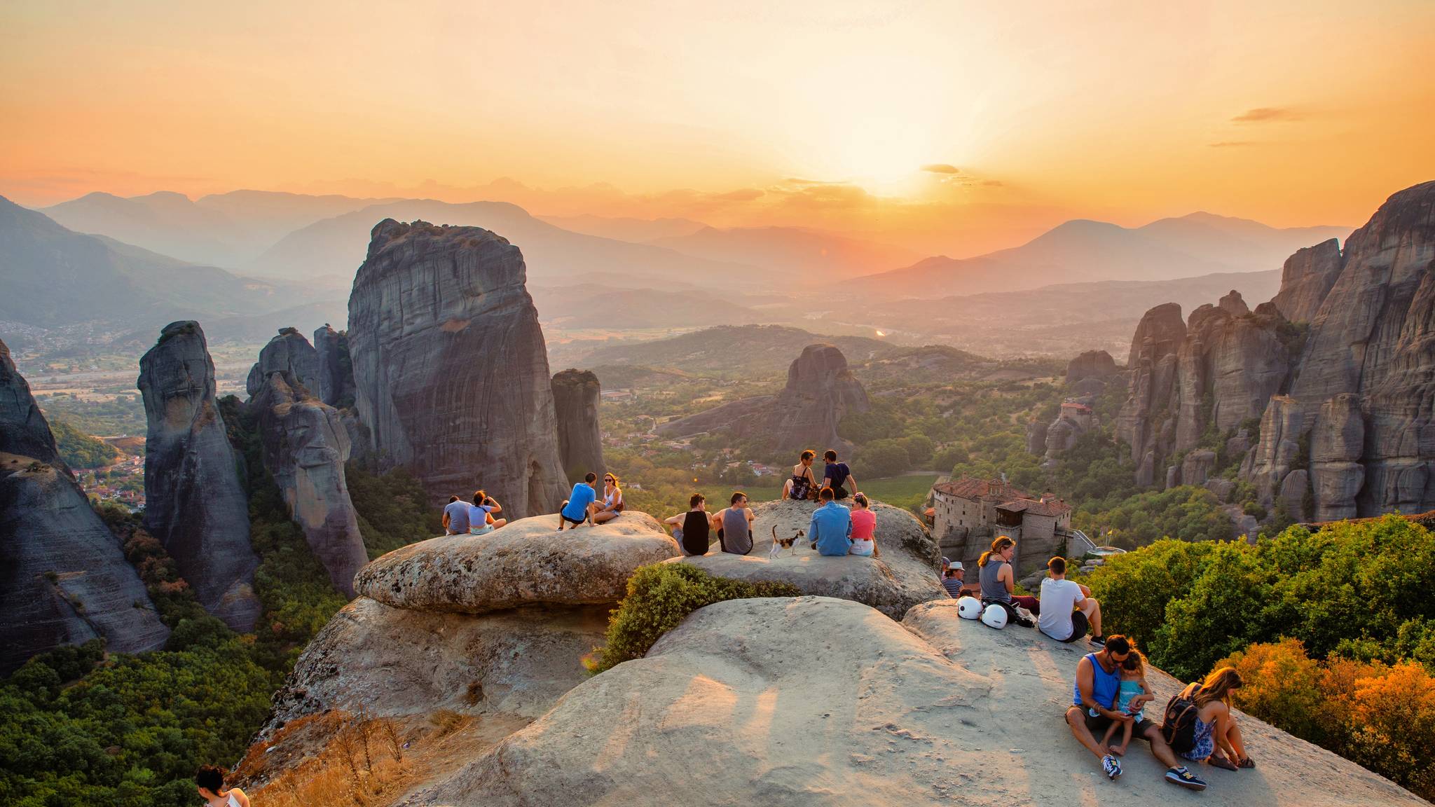 tramonto meteora grecia