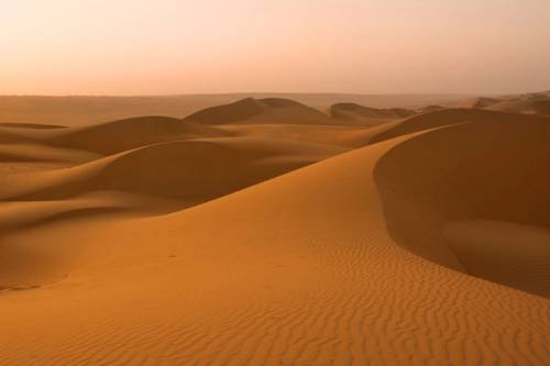 Dune nel deserto al tramonto in Oman