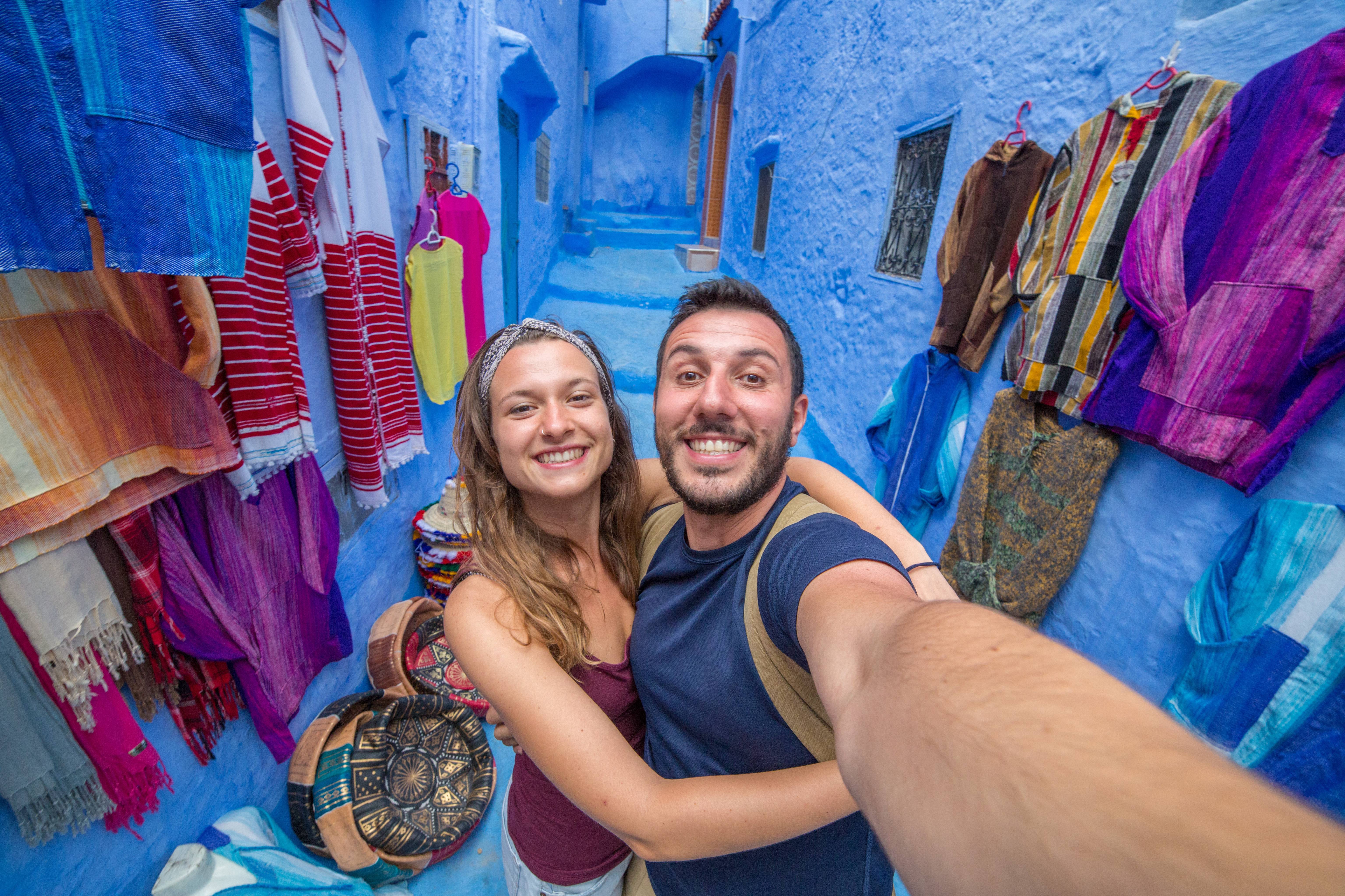 couple of tourists in Chefchaouen