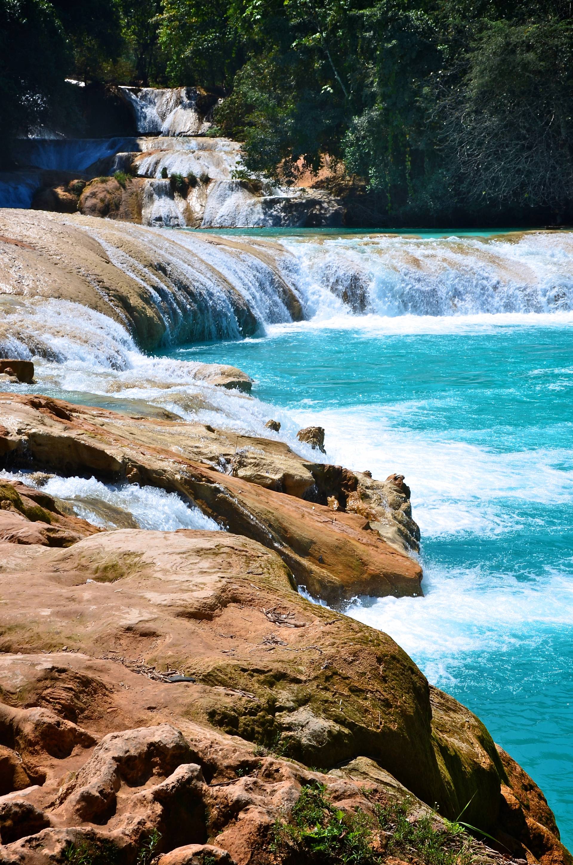 blue water waterfall