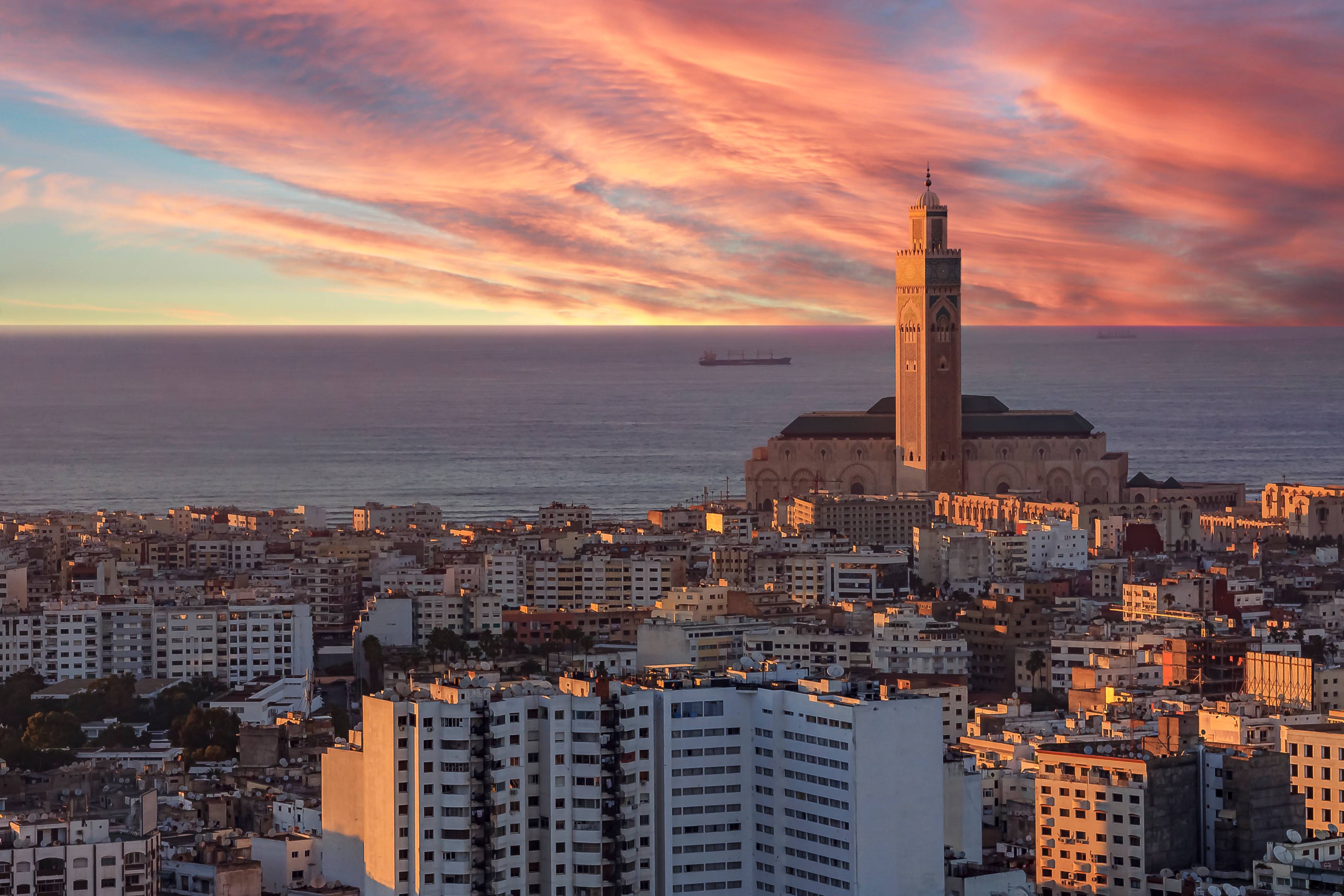 panorama di casablanca al tramonto