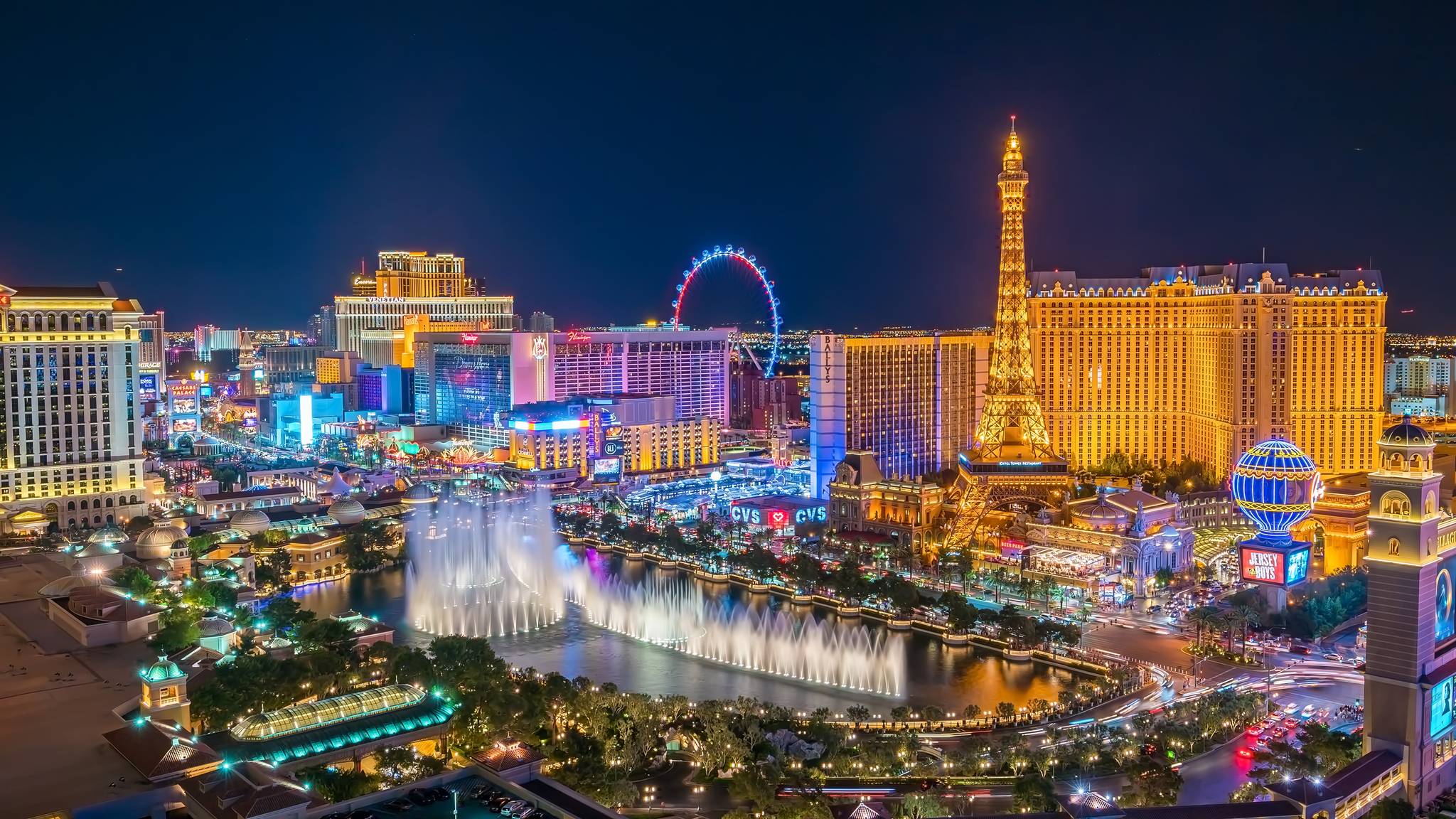 panorama di notte di las vegas