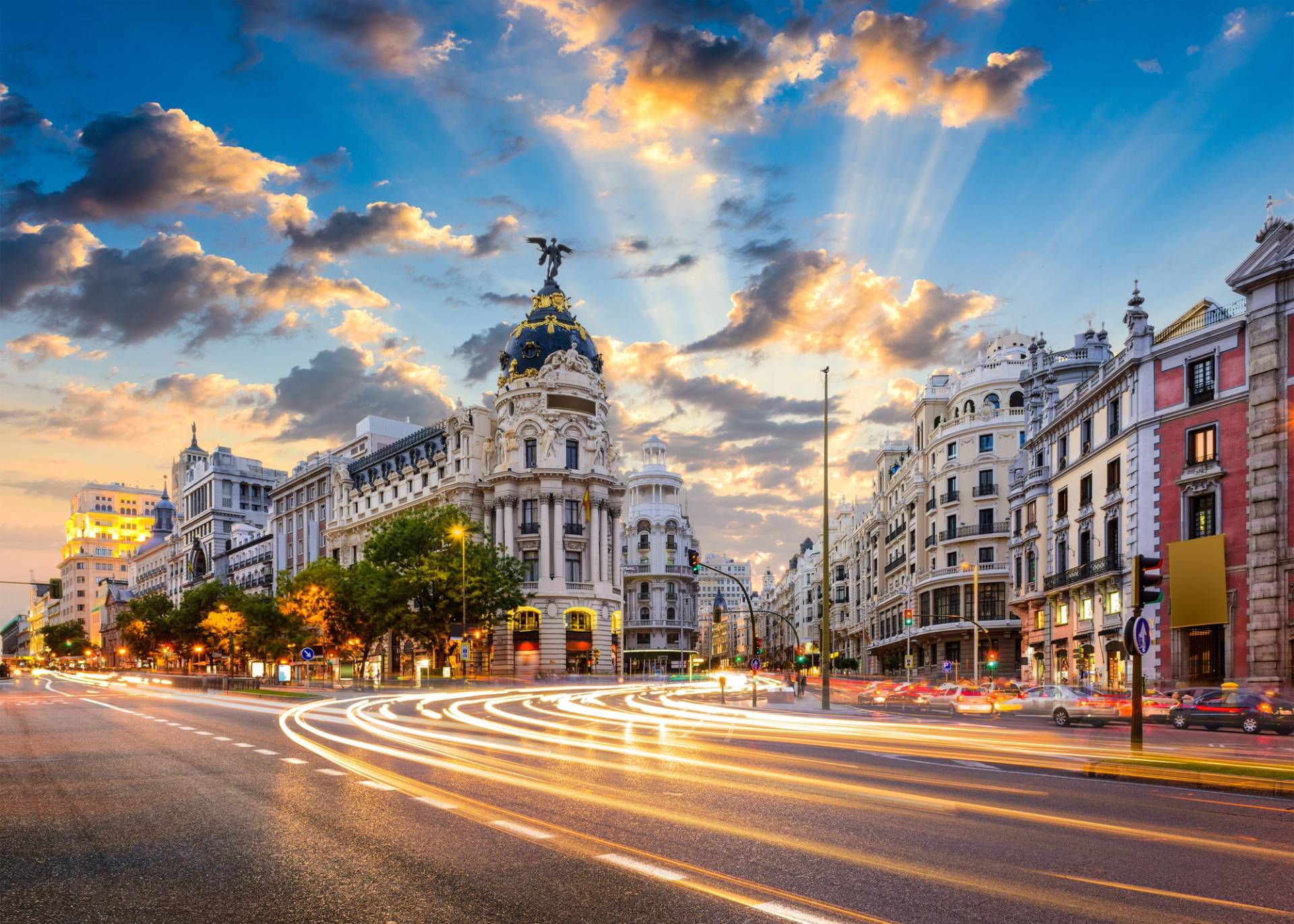 play of lights among the streets of Madrid
