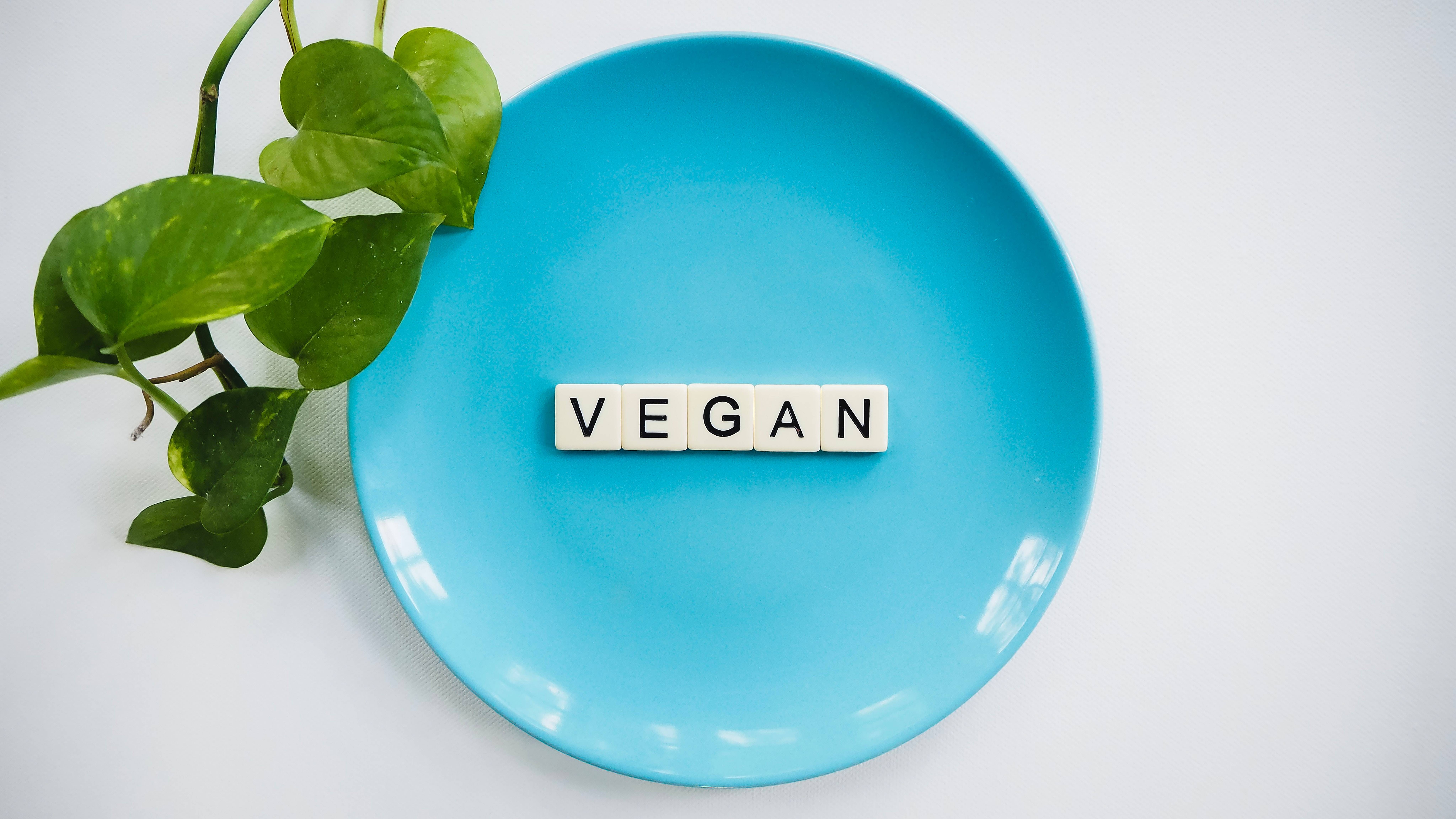 piatto con scritta vegan