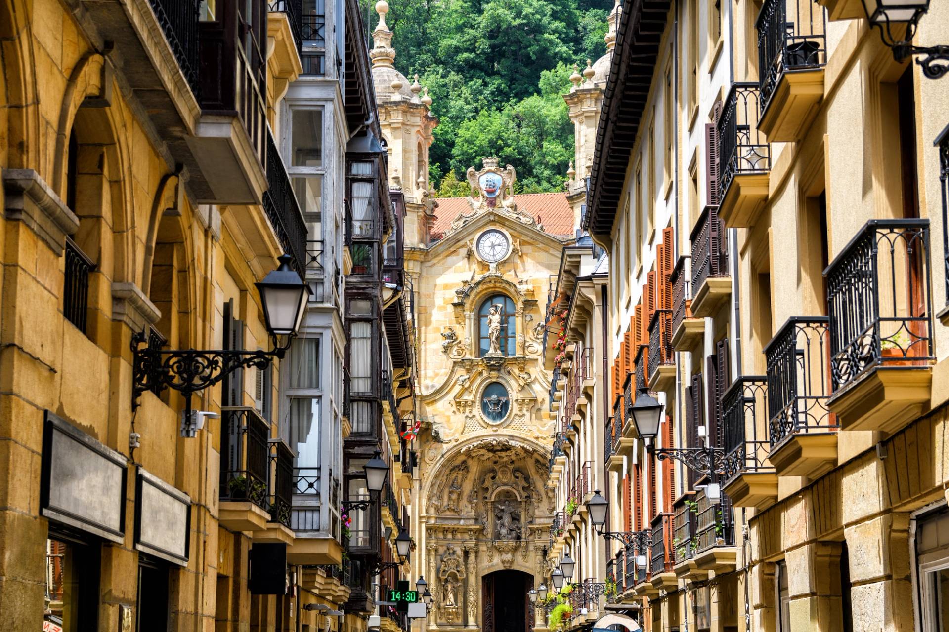 alley with church under the mountain