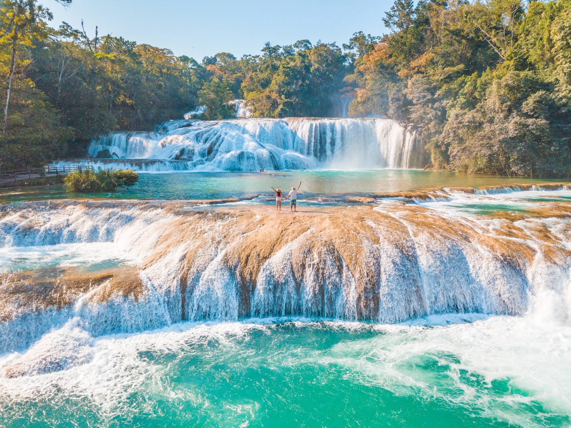 blue water waterfall