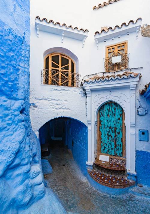 white and blue houses