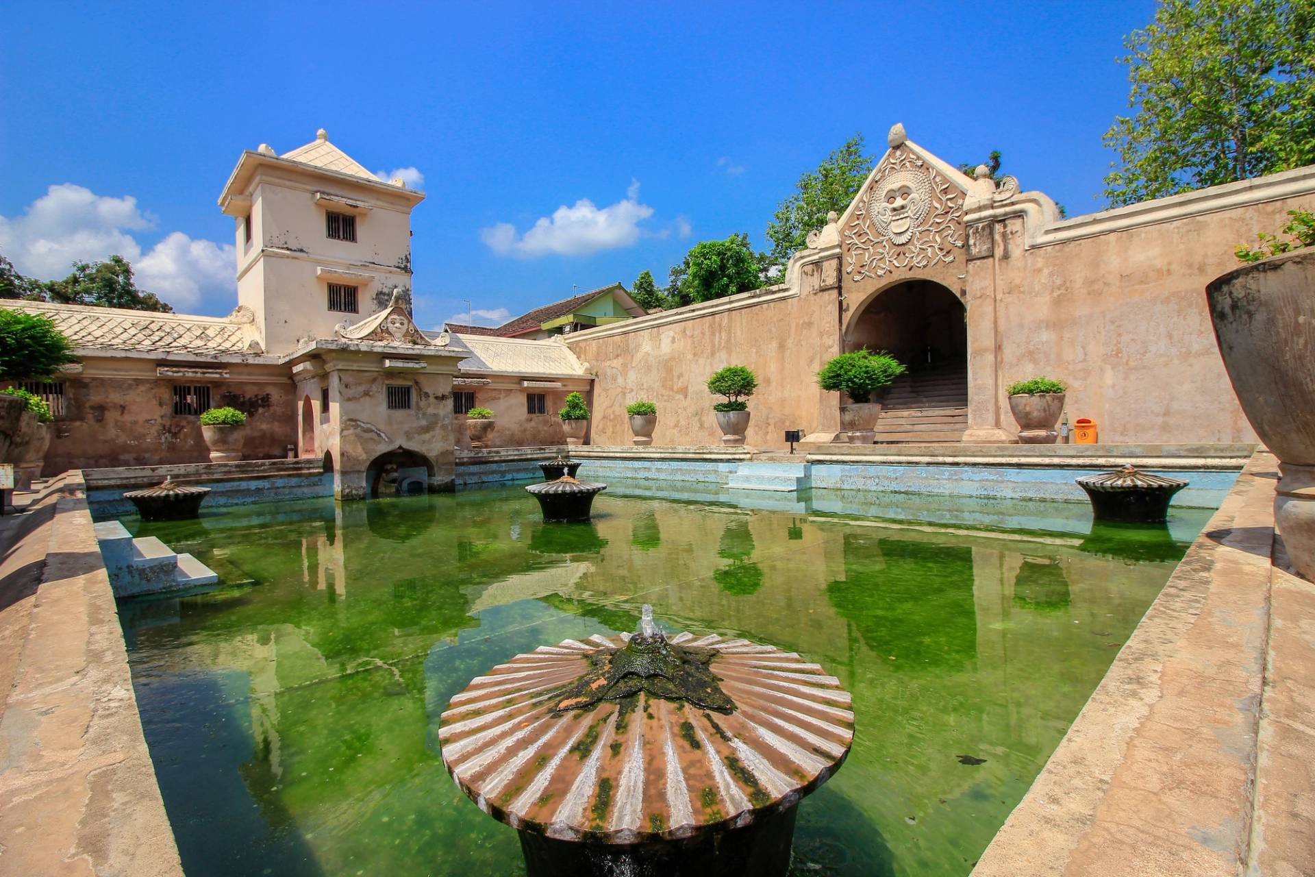 palace with a pond