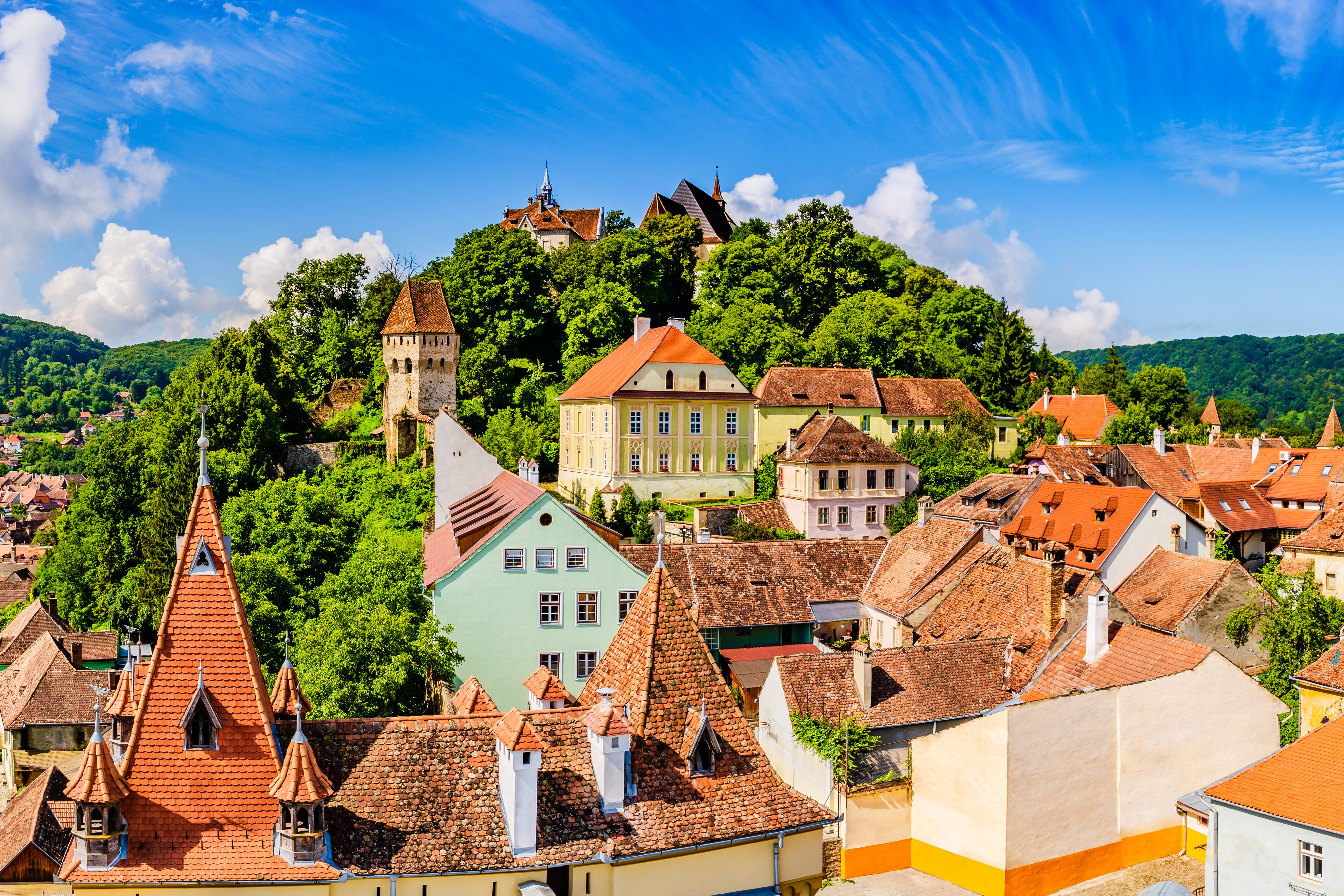 colorful houses village in romania