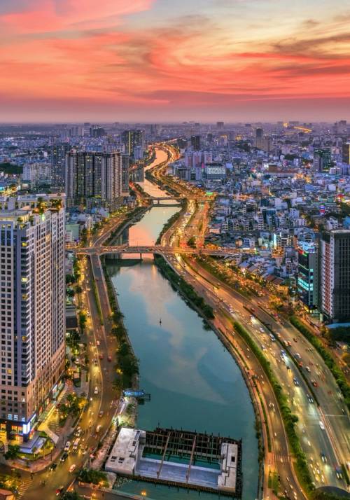city at sunset