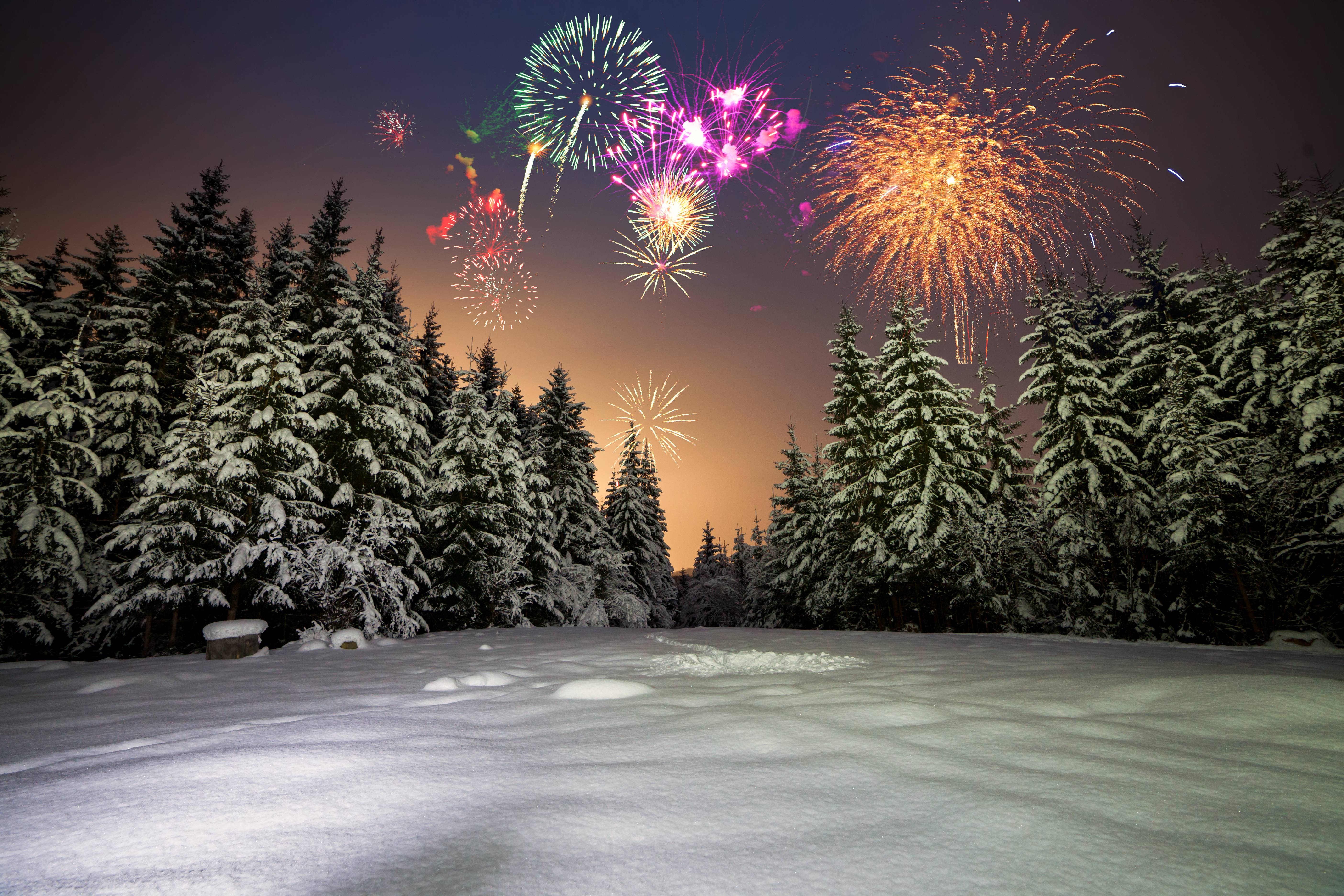 fuochi artificio e neve