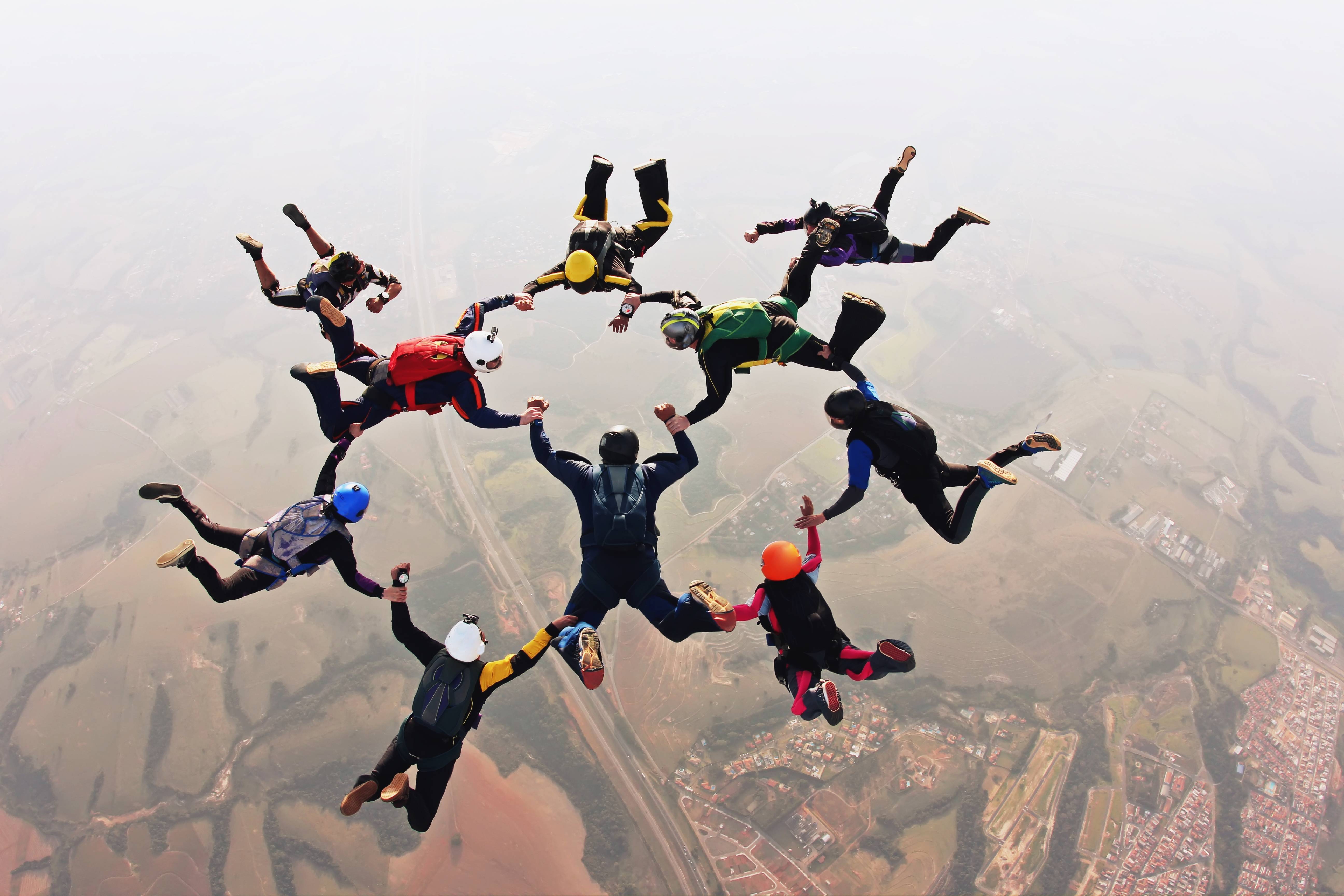 skydiving di gruppo stella