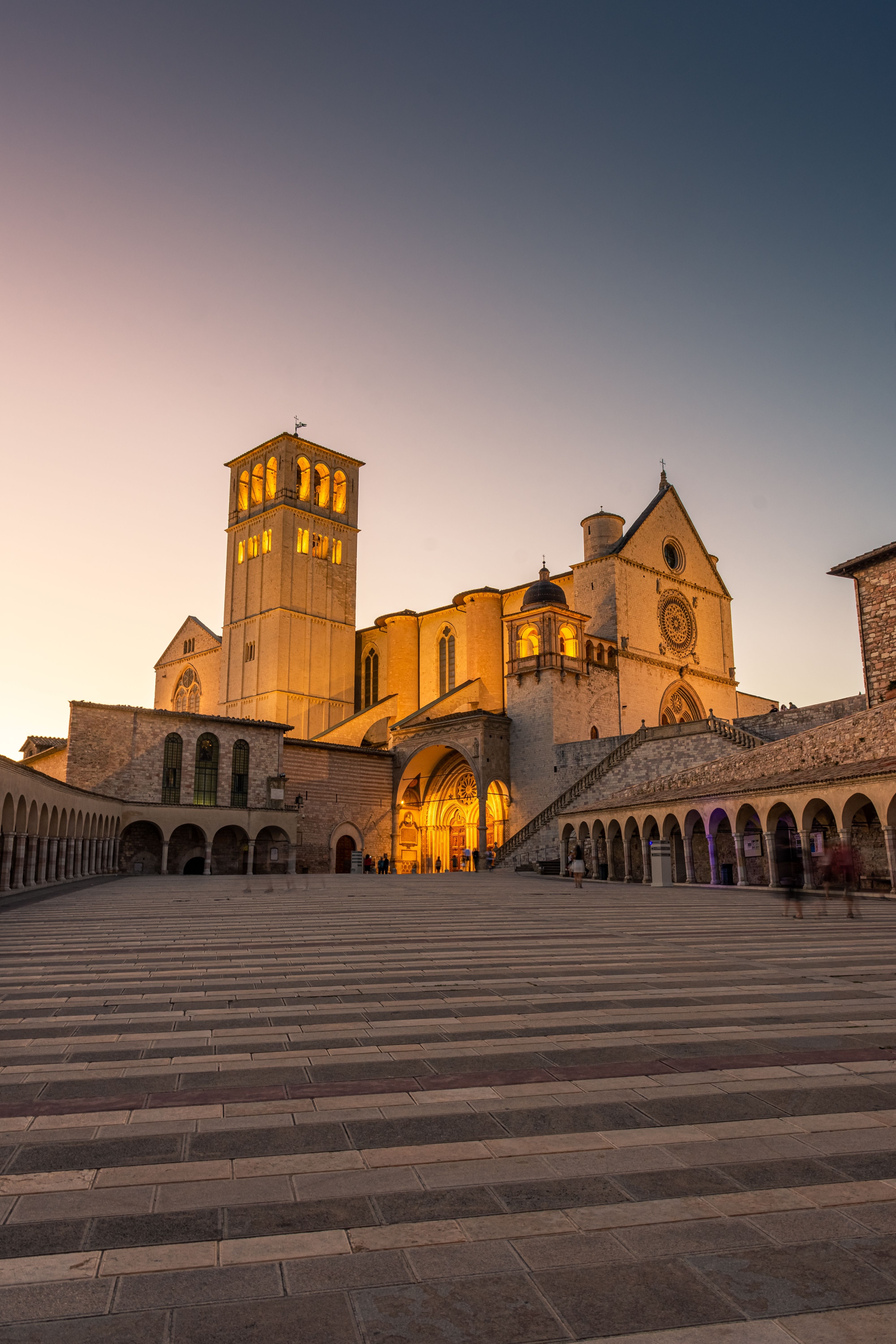 sunset church in assisi