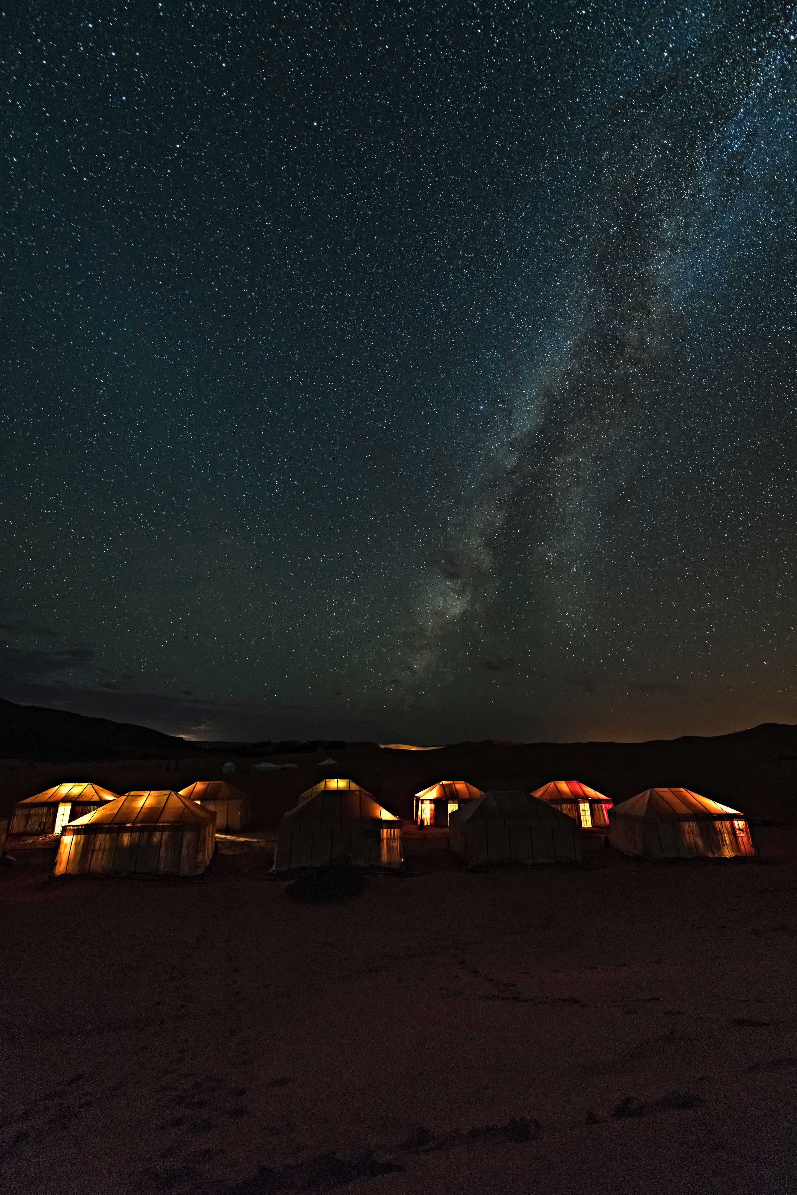 camping under the stars in the Sahara Desert in Mauritania